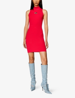 Shop Diesel Womens 37i M-onervax Brand-plaque Slim-fit Knitted Mini Dress