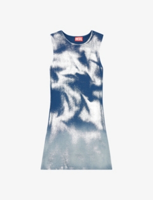 DIESEL: M-Idony metallic-pattern cotton-knit mini dress
