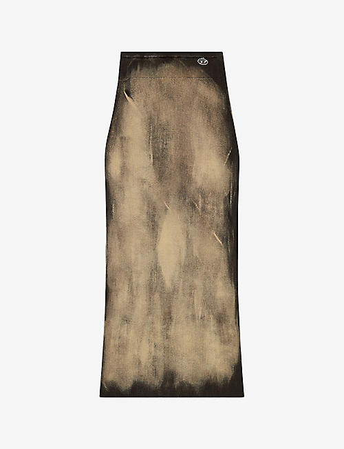 DIESEL: M-Delma bleached-effect high-rise stretch-knit maxi skirt