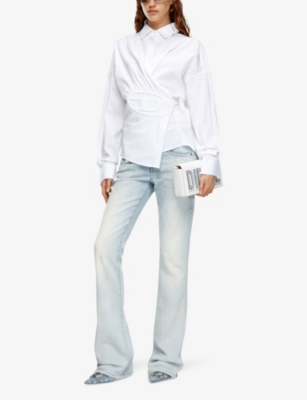 Shop Diesel Women's 100 C-siz-n1 Stretch Cotton-blend Shirt