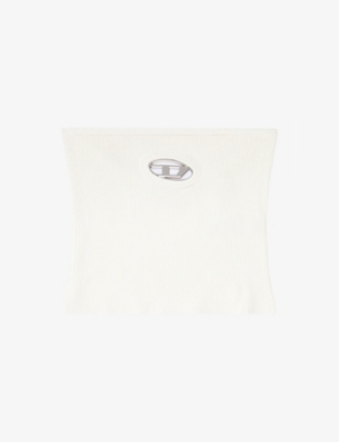 DIESEL: M-Calrksvillex logo-plaque strapless knitted top