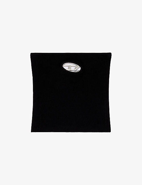 DIESEL: M-Calrksvillex logo-plaque strapless knitted top