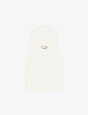 Shop Diesel M-onervax Logo-plaque Woven Top In 129