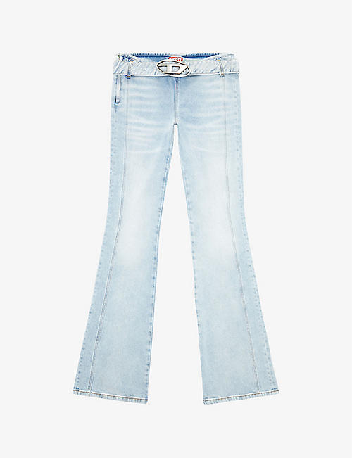 DIESEL: D-Ebbybelt logo-buckle mid-rise denim jeans