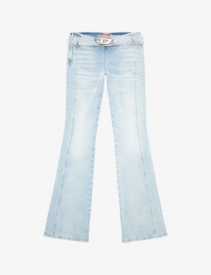 Shop Diesel Womens 1 D-ebbybelt Logo-buckle Mid-rise Denim Jeans