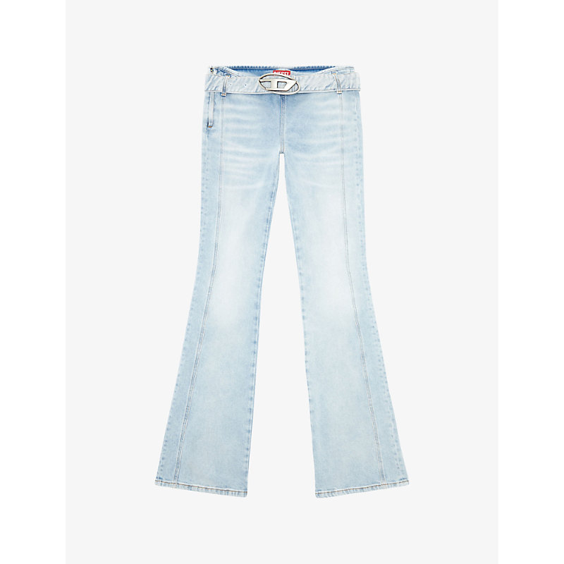 Shop Diesel Women's 1 D-ebbybelt Logo-buckle Mid-rise Denim Jeans