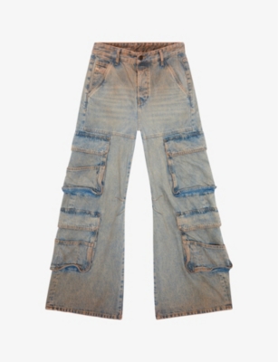 Shop Diesel Women's 70w Sire Wide-leg Low-rise Jeans