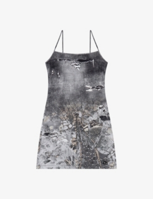 Diesel D-hoppyn Denim-print Minidress In 2