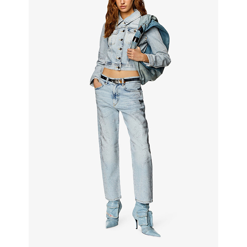 Shop Diesel Womens 1 2016 D-air Rhinestone-embellished Low-rise Denim Jeans