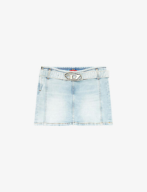 DIESEL: De-Flip-S logo-buckle denim skirt