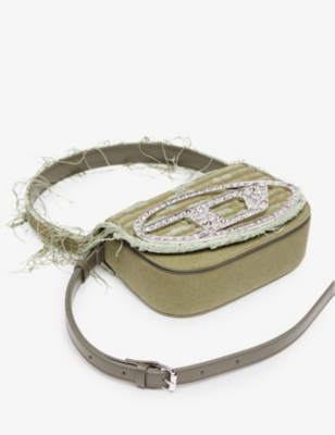 Diesel 1dr-iconic Shoulder Bag In Canvas And Leather In T7431