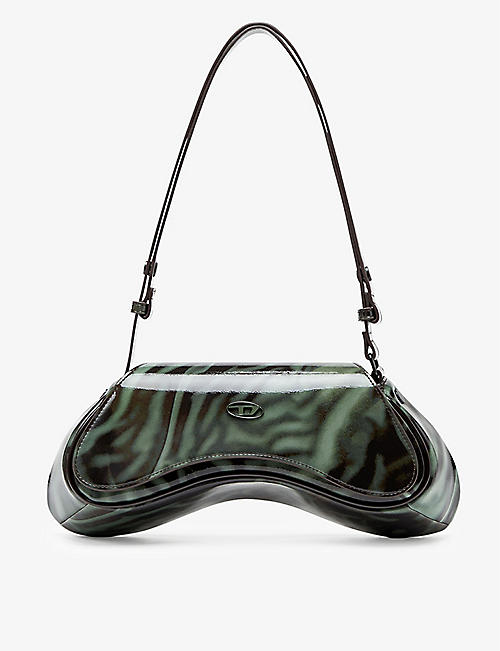 DIESEL: Play graphic-print faux-leather cross-body bag