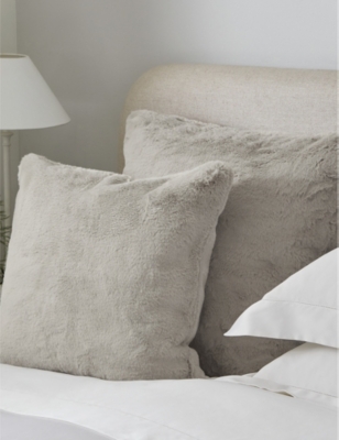THE WHITE COMPANY: Super Soft Large square faux-fur cushion 60cm x 60cm