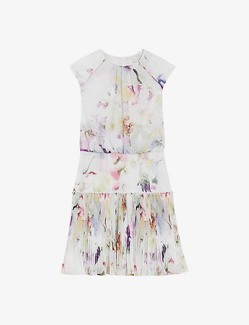 TED BAKER: Saintly floral-print sleeveless woven mini dress
