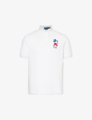 Polo Ralph Lauren Mens Classic Oxford White Brand-embroidered Split-hem Cotton Polo Shirt