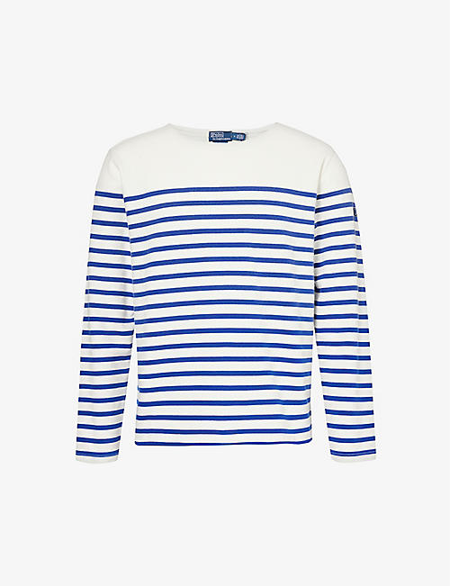 POLO RALPH LAUREN: Stripe split-hem cotton-jersey T-shirt