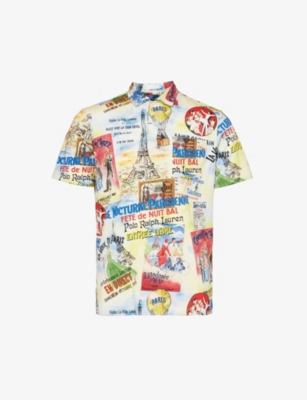 Shop Polo Ralph Lauren Mens City Of Lights Poster Vaycay Patch-pocket Regular-fit Cotton Shirt
