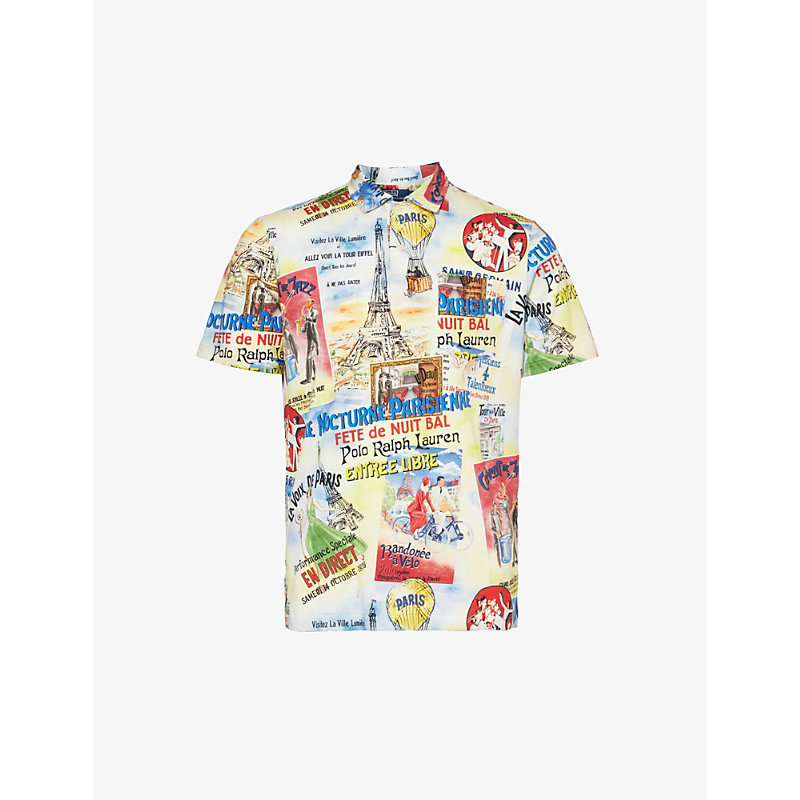 Shop Polo Ralph Lauren Men's City Of Lights Poster Vaycay Patch-pocket Regular-fit Cotton Shirt