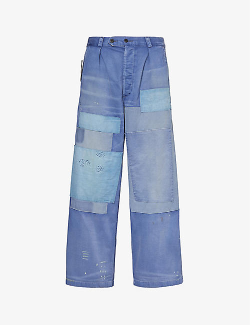 POLO RALPH LAUREN: Patchwork wide-leg relaxed-fit cotton trousers