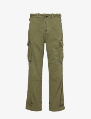 POLO RALPH LAUREN: Herringbone belt-loop relaxed-fit straight-leg cotton trousers