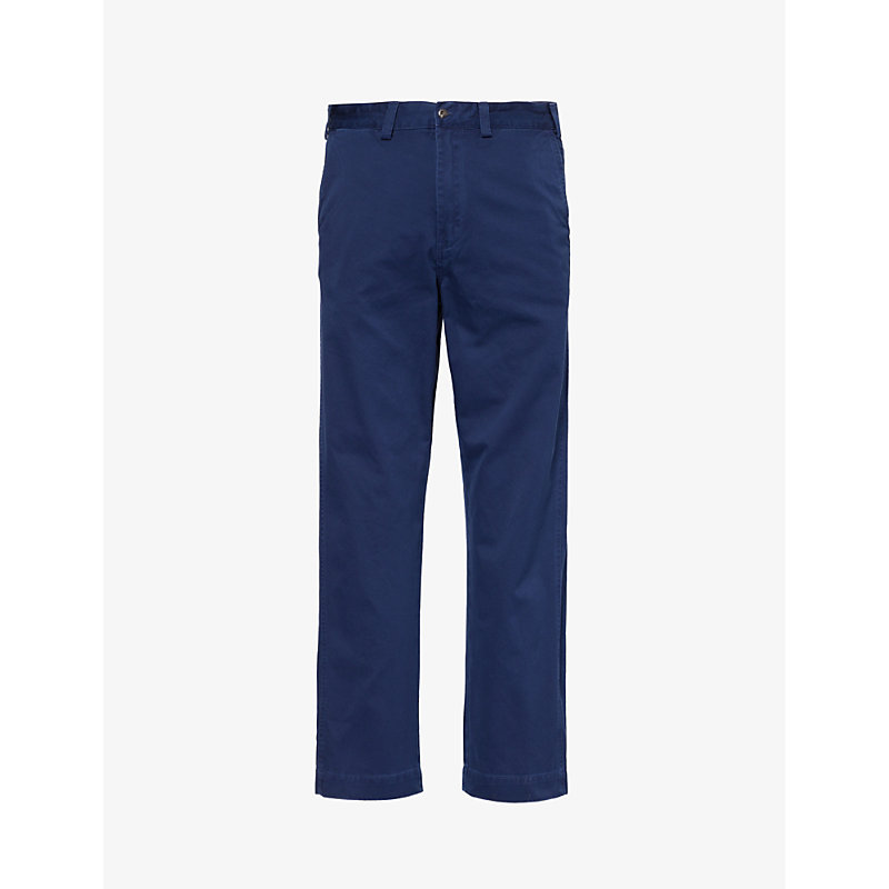 Shop Polo Ralph Lauren Sailing Belt-loop Straight-leg Relaxed-fit Cotton Trousers In Newport Navy