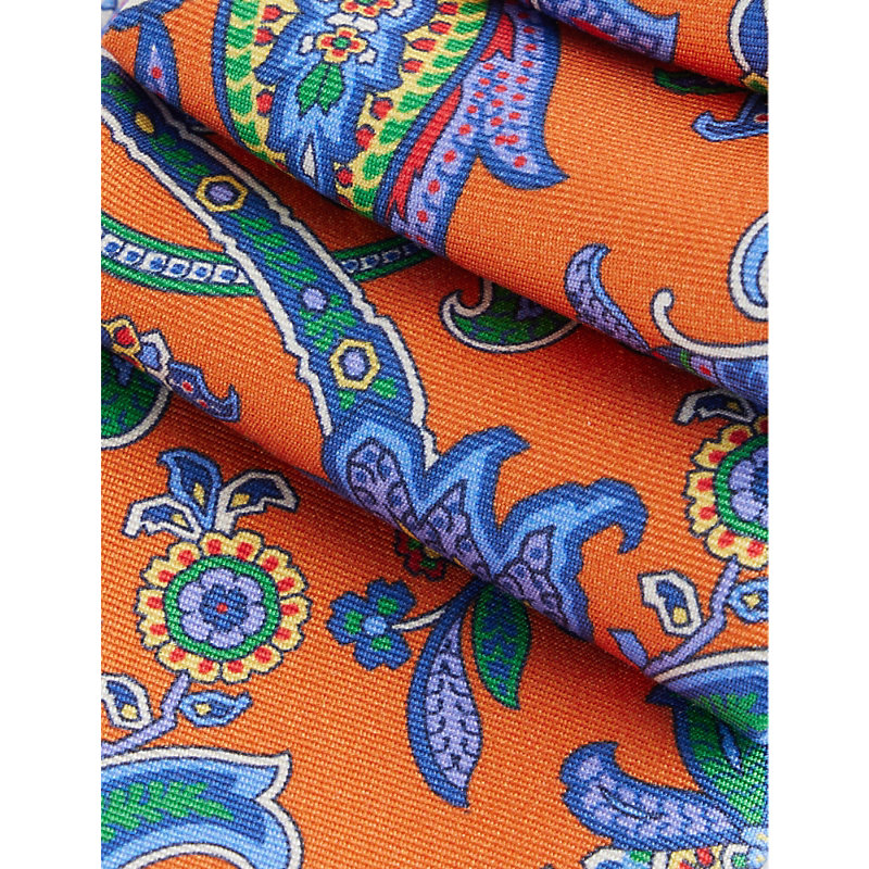 Shop Polo Ralph Lauren Paisley-pattern Wide-blade Silk Tie In Orange Multi
