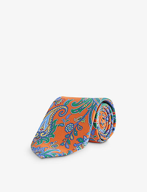 POLO RALPH LAUREN: Paisley-pattern wide-blade silk tie