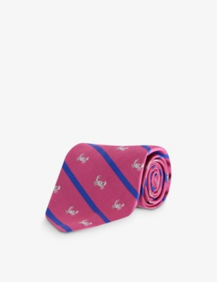 Shop Polo Ralph Lauren Striped Wide-blade Silk Tie In Pink