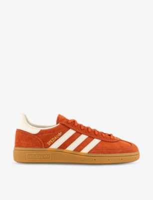 Shop Adidas Originals Adidas Women's Preloved Red Cream White Handball Spezial Brand-stripe Suede Trainers