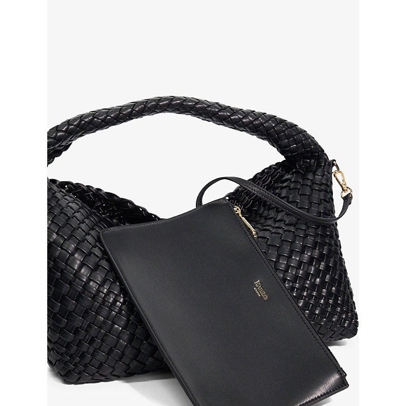Shop Dune Women's Black-plain Synthetic Deliberate Large Woven Shoulder Bag