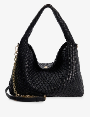 Dune Womens Black-plain Synthetic Deliberate Large Woven Shoulder Bag