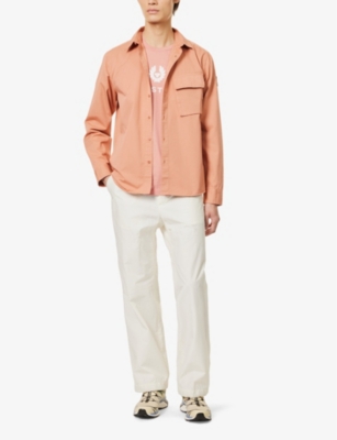 Shop Belstaff Men's Rust Pink Scale Brand-patch Regular-fit Cotton Shirt