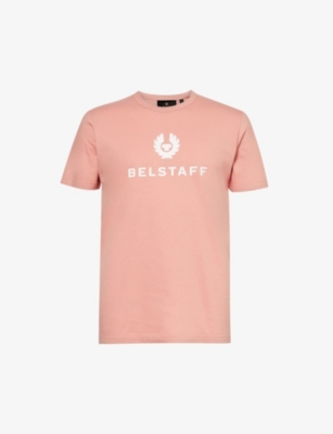 Belstaff Mens Rust Pink Signature Brand-motif Cotton-jersey T-shirt