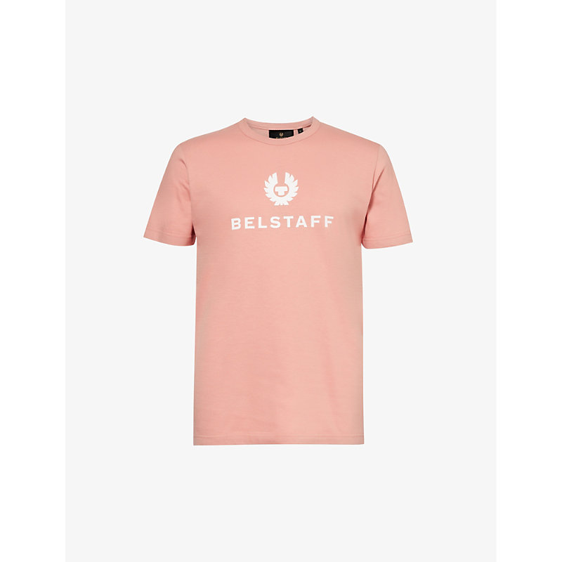 Belstaff Mens Rust Pink Signature Brand-motif Cotton-jersey T-shirt