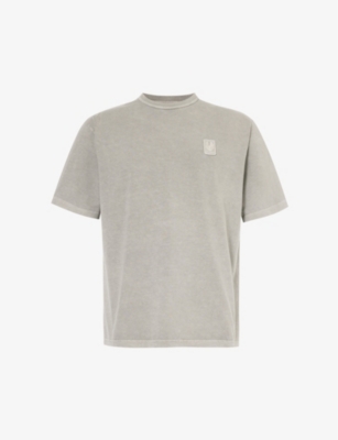 Belstaff Mens Dark Cloud Grey Brand-patch Crewneck Cotton-jersey T-shirt