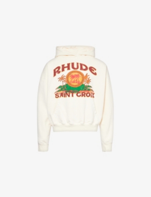 RHUDE: St Croix logo-pattern cotton-jersey hoody