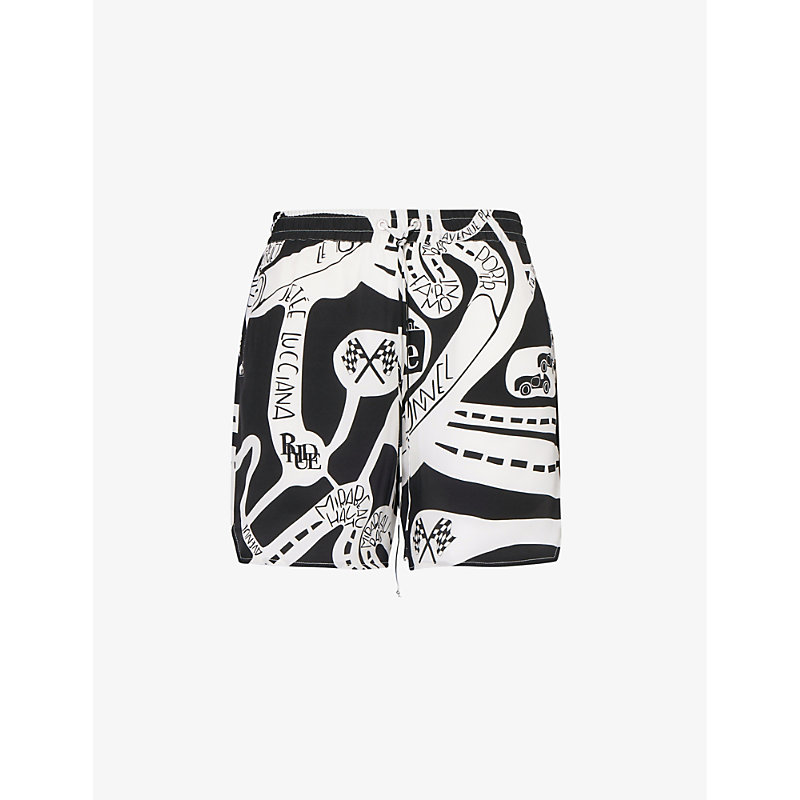 Shop Rhude Strada Graphic-print Silk In Black White
