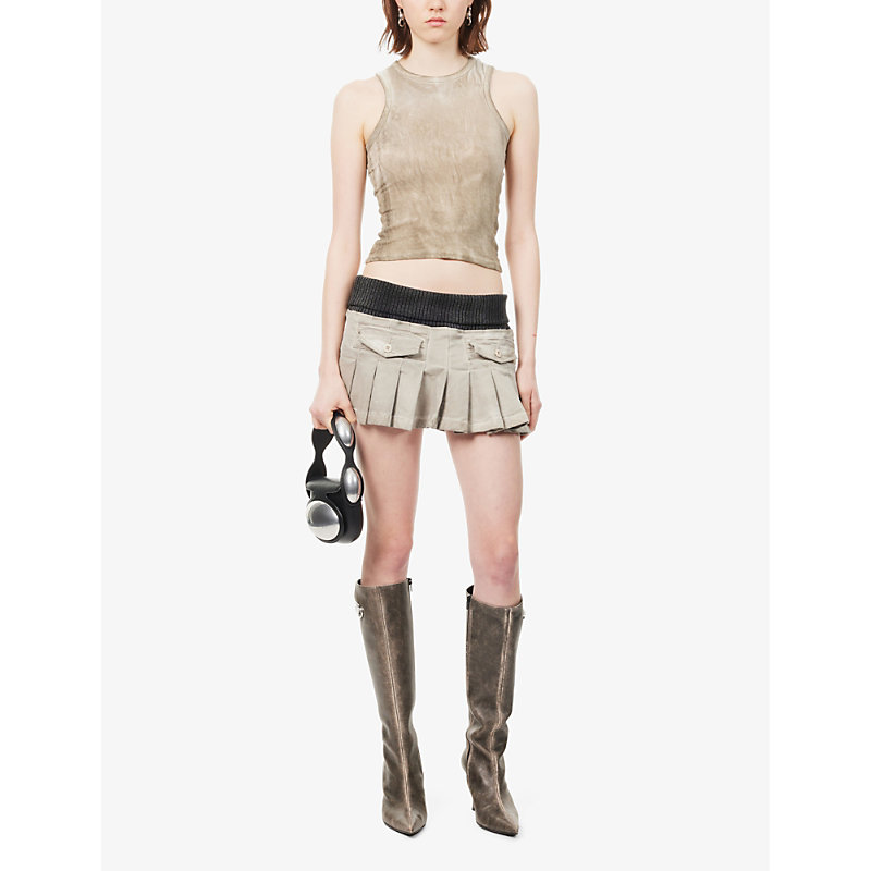 Shop Jaded London Cargo Flap-pocket Mid-rise Cotton-blend Mini Skirt In Grey
