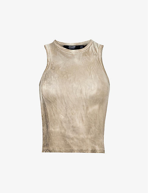 JADED LONDON: Faded-wash cotton-jersey top