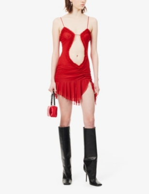 Shop Jaded London Women's Scarlett Red Fatale V-neck Mesh Mini Dress