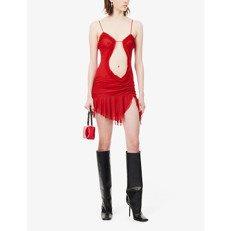 Shop Jaded London Women's Scarlett Red Fatale V-neck Mesh Mini Dress