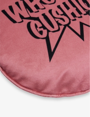 Shop Cowboys Of Habit Whoopee Cushion-design Velour Cushion In Pink Black