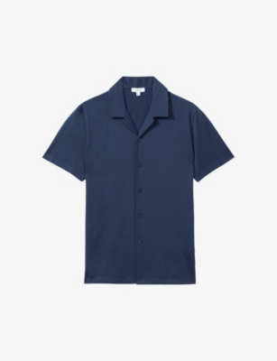 REISS: Caspa spread-collar relaxed-fit cotton-jersey shirt
