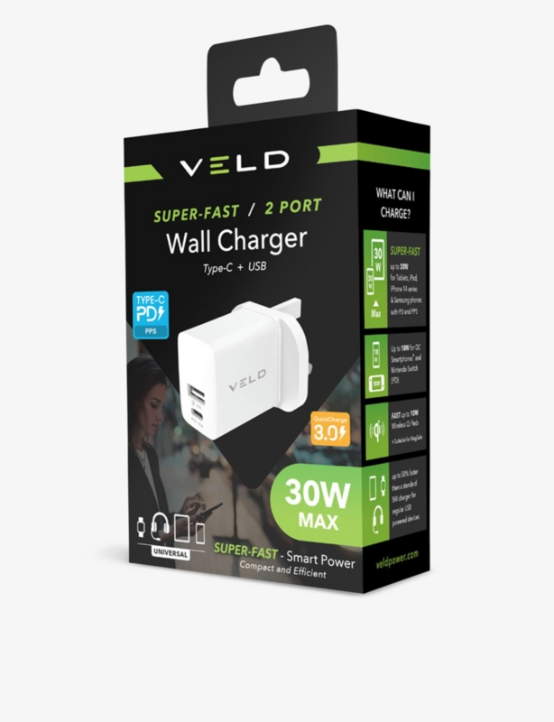 Super-fast 2 port wall charger 30W