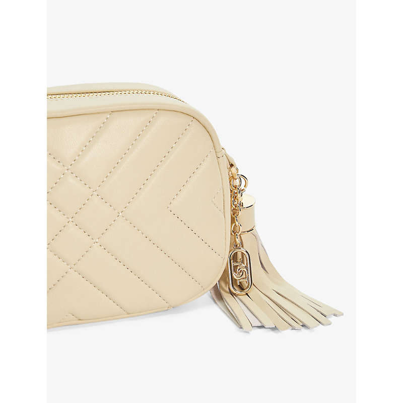 Shop Dune Chancery Quilted Leather Cross-body Bag In Ecru-leather