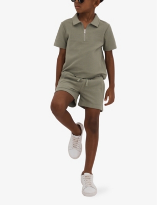 Shop Reiss Boys Pistachio Kids Felix Textured Cotton Polo Shirt 3-14 Years