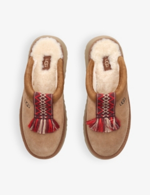 UGG: Tazzle tassel-embellished suede flatform slippers