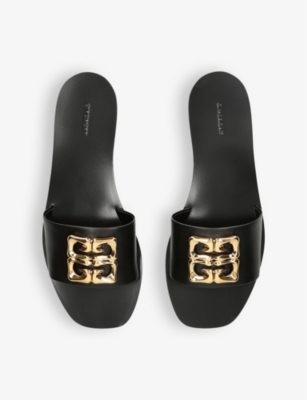 GIVENCHY: 4G Baroque gold-toned hardware leather sandals