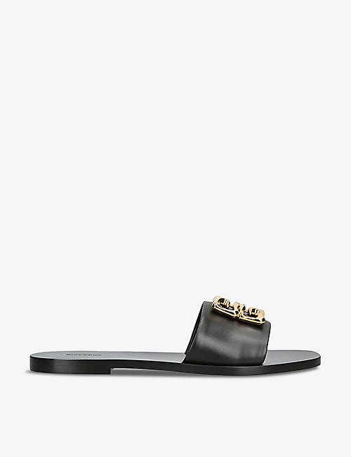 GIVENCHY: 4G Baroque gold-toned hardware leather sandals
