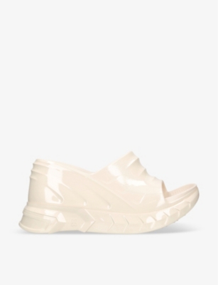 Givenchy Womens White Marshmallow Rubber Wedge Sandals